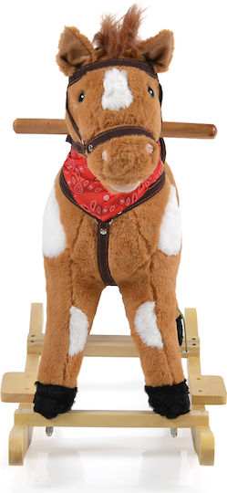 Moni Thunder Fabric Rocking Toy Horse for 24+ months with Sounds & Music with Max Load Capacity 20kg Brown
