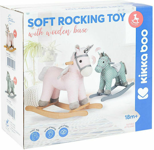 Kikka Boo Green Horse Fabric Rocking Toy Horse for 18+ months with Sounds with Max Load Capacity 30kg Green
