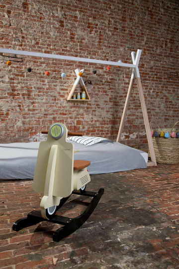 Childhome Cream Lemn Jucărie cu leagăn Scooter pentru 24++ luni pentru greutate maximă de 25kg Alb