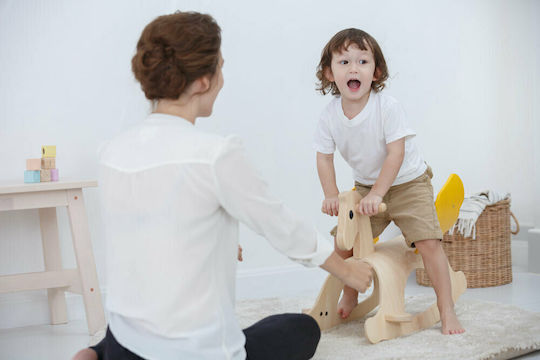 Plan Toys Wooden Rocking Toy Horse for 12+ months Beige