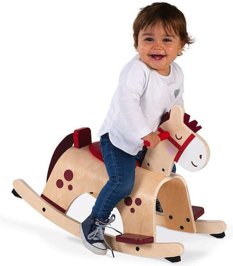 Janod Wooden Rocking Toy Horse for 12+ months Beige