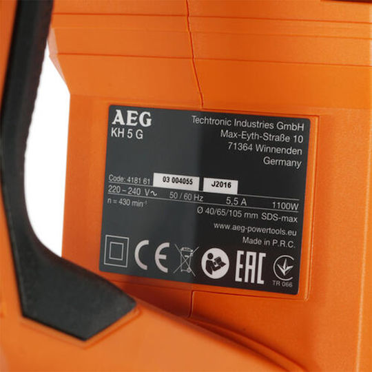 AEG Tools KH 5G Κρουστικό Σκαπτικό Πιστολέτο Ρεύματος 1100W με Υποδοχή SDS Max 4935418160 4935418180 4935418200