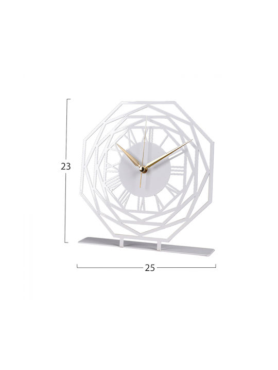 HomeMarkt Silent Tabletop Clock with Indicators Metal White HM7468.02