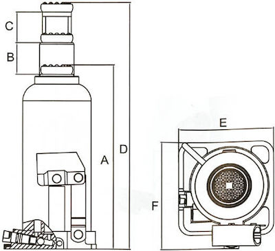 Express Hydraulisch Flaschenheber mit einer Hubhöhe von bis zu 37.4cm und einer Traglast von bis zu 8 Tonnen