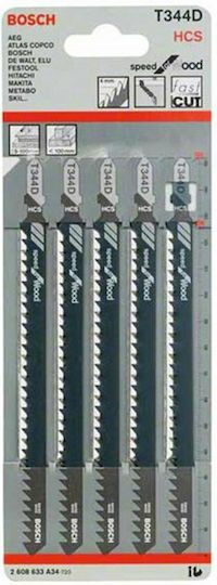 Bosch T344D Jig Saw Blade for Wood 100mm Speed for Wood 5pcs 2608633A34