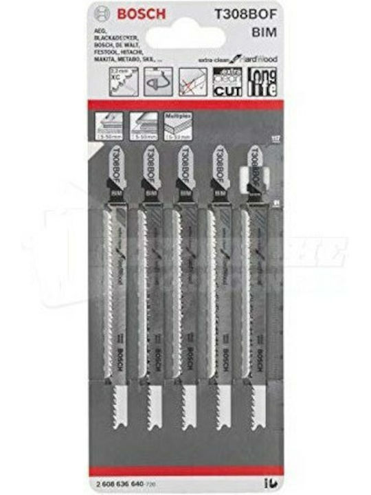 Bosch T308BOF Blade Extra-Clean for Hard Wood for Wood 117mm 5pcs