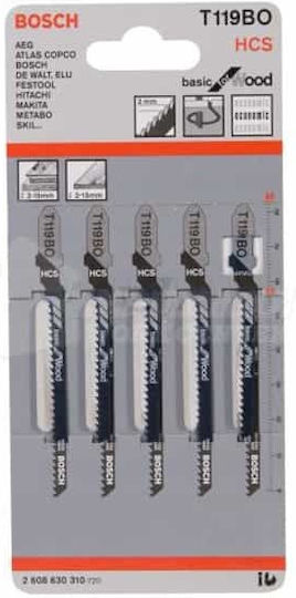 Bosch T119BO Λάμες Basic for Wood για Ξύλο 83mm 5τμχ