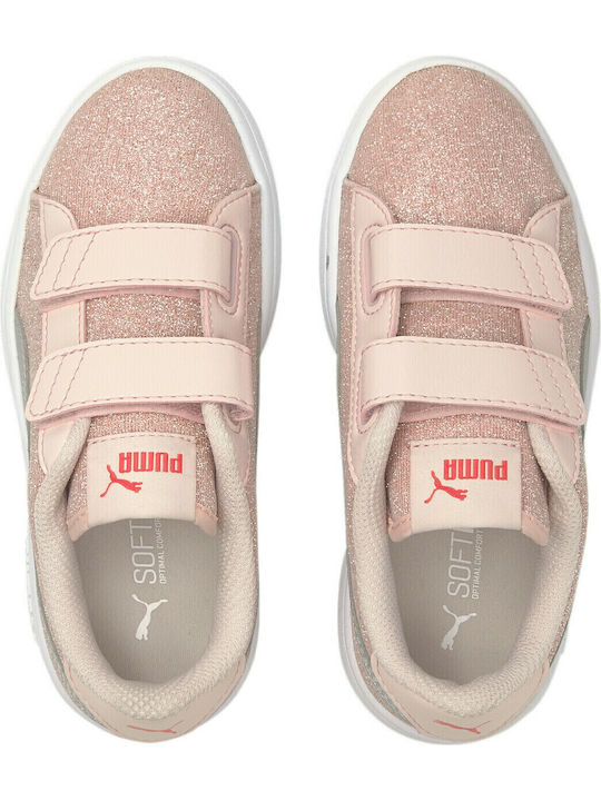 Smash v2 Glitz PS Kinder Sneakers mit Klettverschluss Rosa