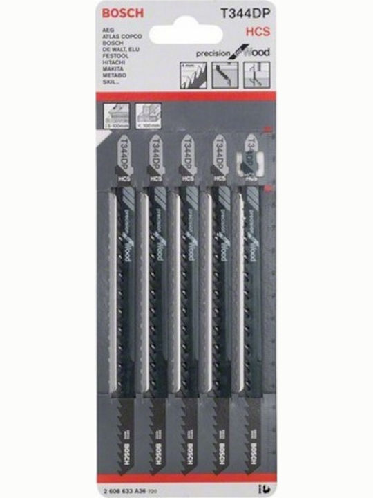Bosch T344DP Jig Saw Blade for Wood 152mm Precision for Wood 5pcs 2608633A36