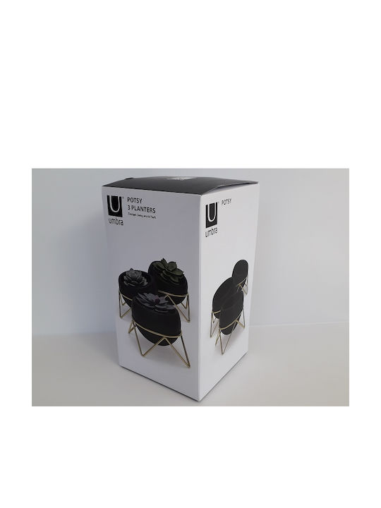 Umbra Potsy Planter Ceramic Black with Stand 15x15x10cm.