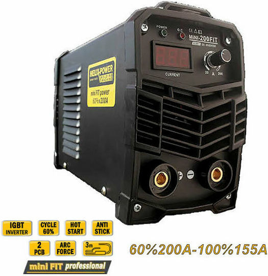 Helix Mini-200 Fit Ηλεκτροκόλληση Inverter MMA με Μέγιστο Ρεύμα Συγκόλλησης 200A και Κύκλο Εργασίας 60%