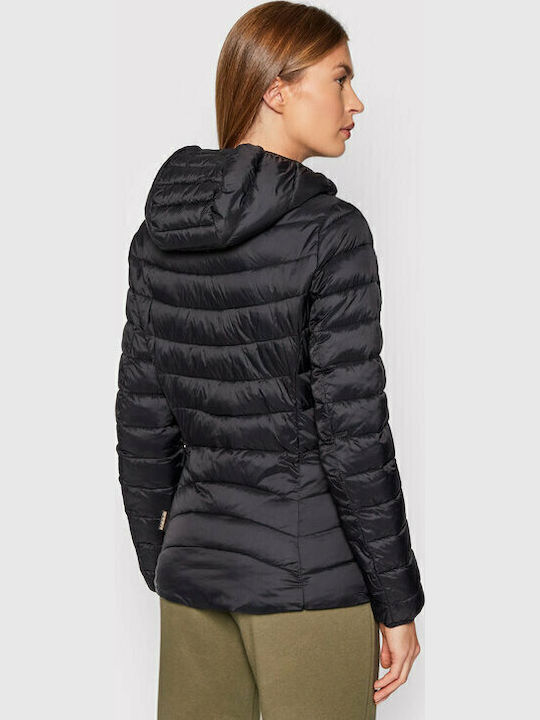 Aerons Women's Short Puffer Jacket for Winter with Hood Black