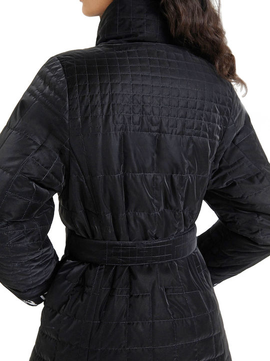 Granollers Women's Long Puffer Jacket for Winter Black