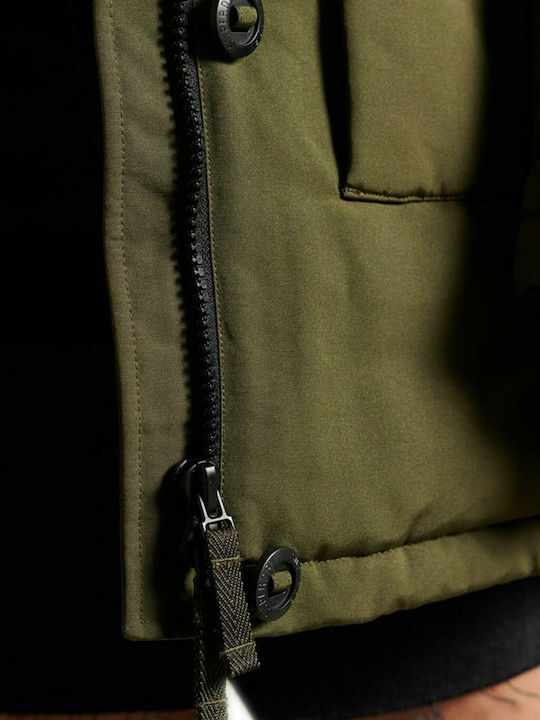 Everest Lang Damen Parka Jacke mit pelziger Kapuze für Winter Khaki