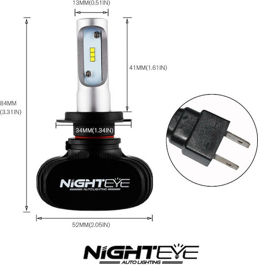 NovSight Lamps Car Eco H7 Canbus LED 6500K Cold White 12-24V 25W 2pcs