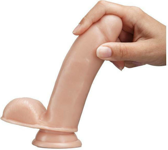 Dr. Skin Glide Self Lubricating Glass Dildo with Balls and Suction Cup Vanilla 18cm