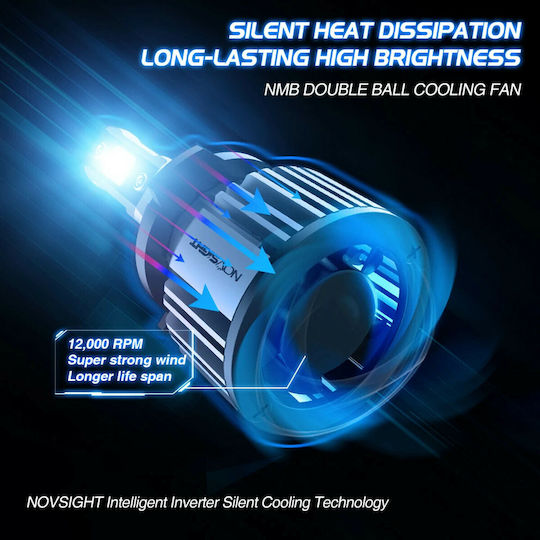 NovSight Lamps Car N39 H4 LED 6000K Cold White 12V 72W 2pcs