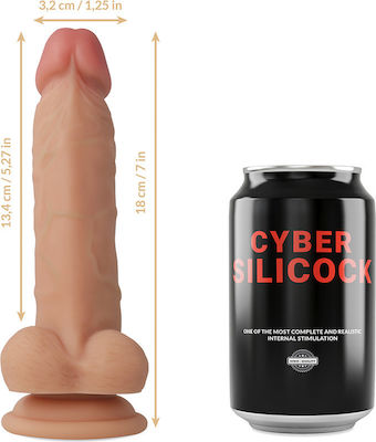 Cyber Silicock Cyber Silicock Ultra Realistic Soft Liquid Silicone Ρεαλιστικό Dildo με Όρχεις και Βεντούζα Flesh 18cm