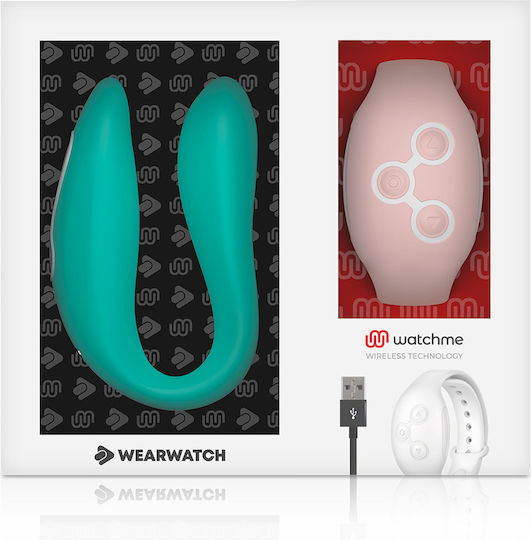 WatchMe Δονητής για Ζευγάρια με Remote Control Dual Pleasure Wireless Technology Light Aquamarine / Coral
