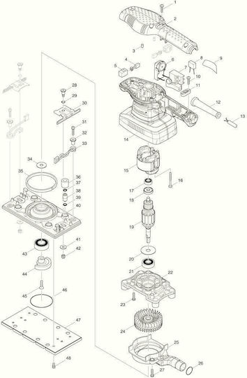 Makita Παλμικό Τριβείο 190W με Ρύθμιση Ταχύτητας και με Σύστημα Αναρρόφησης