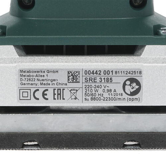 Metabo SRE 3185 Παλμικό Τριβείο 200W με Ρύθμιση Ταχύτητας και με Σύστημα Αναρρόφησης