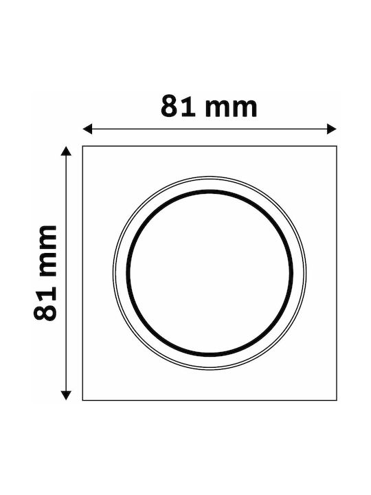 Avide ABGU10F-SS-B Platz Metallisch Rahmen für Spots GU10 Schwarz 8.1x8.1cm. 1Stück