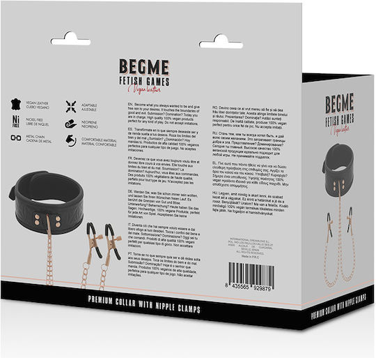 Dream Love Begme Fetish Games BDSM Kit Collar With Nipple Clamps in Black Color