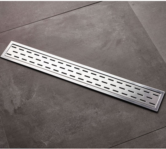 Tema Stainless Steel Channel Floor with Output 50mm and Size 80x11.5cm Silver Rain