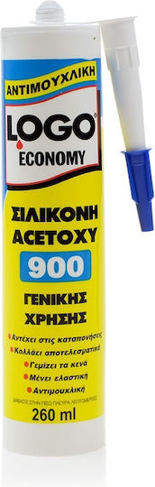 Logo Acetoxy Economy 900 Sealant Silicone Mold Resistant Transparent 260ml