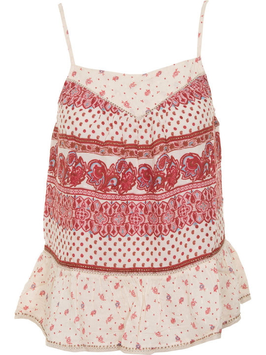 Ameera Women's Summer Blouse with Straps Pink