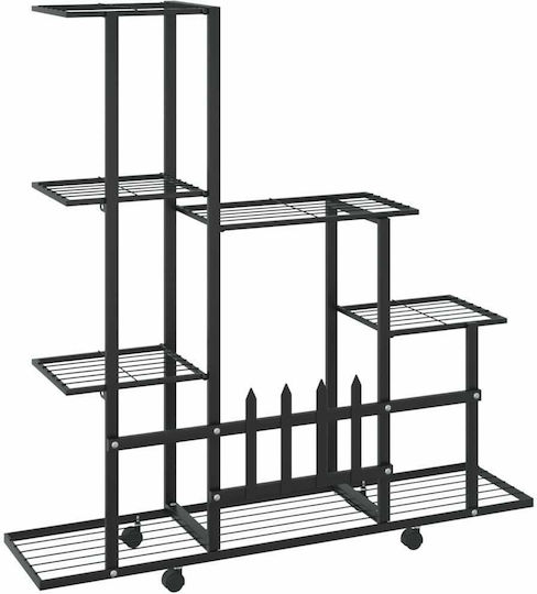vidaXL Pot Rack Metal Black with Wheels 94.5cmx25cmx92.5cmcm.