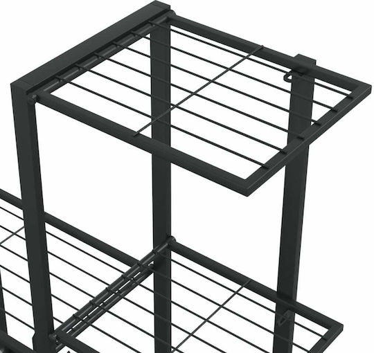 vidaXL Pot Rack Metal Black 94.5cmx25cmx88cmcm.