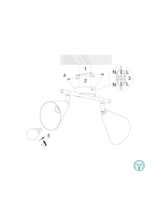 Wofi Gloria 957 Double Spot with Socket E14 in Gray Color
