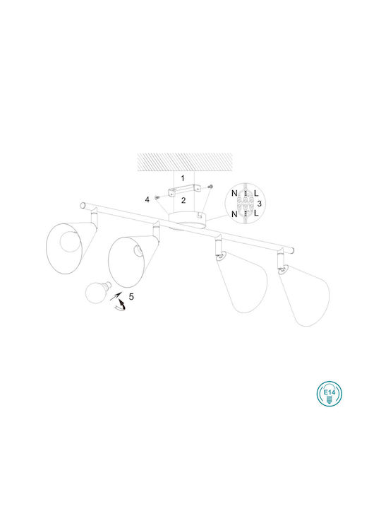 Wofi Gloria 957 Spot with 4 Lights and with Socket E14 in Gray Color