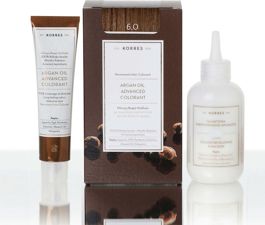 Korres Argan Oil Advanced Colorant Βαφή Μαλλιών Χωρίς Αμμωνία 6.0 Ξανθό Σκούρο Φυσικό 50ml