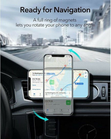 ESR Halolock Magsafe Magnetic Mount Suport Auto pentru Telefon cu magnet MagSafe Neagră