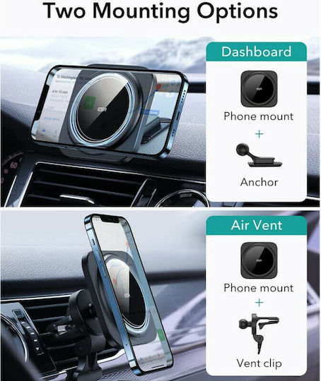 ESR Halolock Magsafe Magnetic Mount Suport Auto pentru Telefon cu magnet MagSafe Neagră