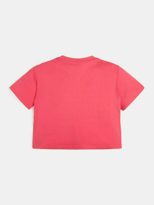 Guess Crop Top pentru copii Cu mânecă scurtă Fuchsia