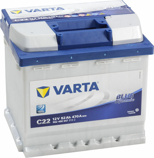 Varta Моля, преведете само текстовите възли на Liquid шаблона на български език, запазвайки началния синтаксис и HTML таговете, без да променяте нищо между '{' и '}' : Μπαταрия За автомобил Blue Dynamic C22 с Капацитет 52Ах и CCA 470A