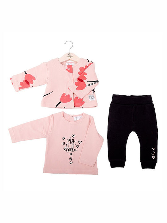 Babybol Kinder Sweatpants Set - Jogginganzug Rosa 3Stück