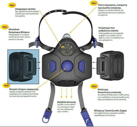 3M Mask Half Face with Replaceable Filters HF-800SD