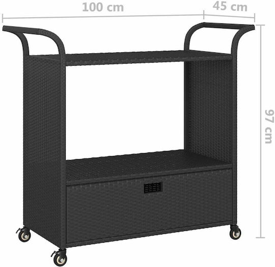 Masa Bar pentru spații exterioare Ratan Negru 100x45x97buc