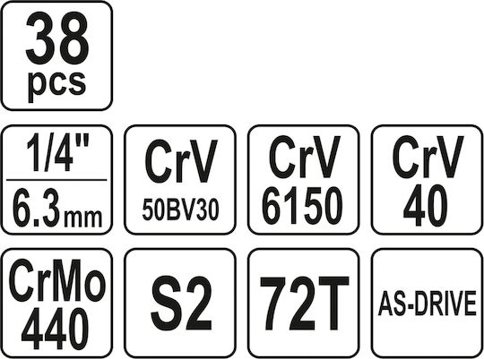 Yato Ratschen- & Steckschlüssel-Sets 1\4" 38Stück