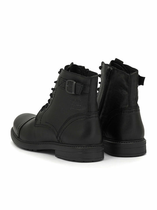 Leder Stiefel Anthracite Black