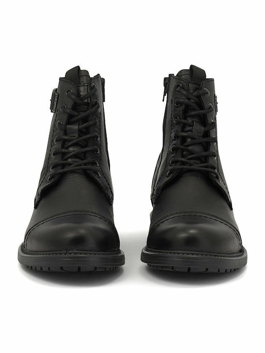 Leder Stiefel Anthracite Black