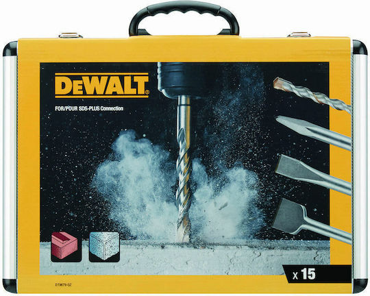 Dewalt Set Pointed Chisel & Chisel Bits & Drill with SDS Plus Socket 15pcs