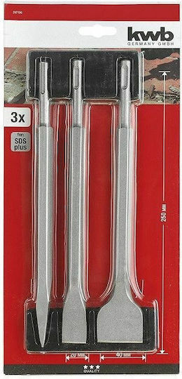KWB Σετ Βελόνι & Καλέμι 3τμχ με Υποδοχή SDS Plus