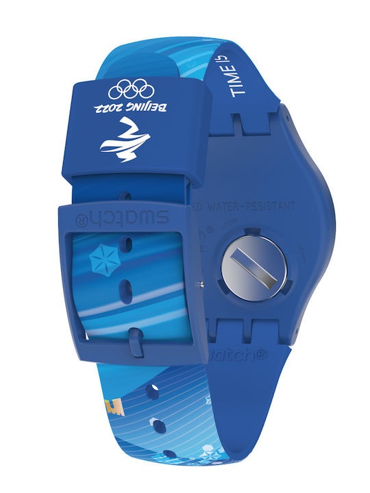 Swatch Chinese Winter Scenery Damen Uhr mit Kautschukarmband
