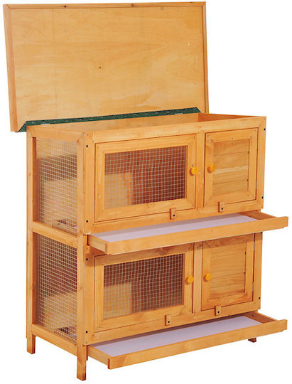 Pawhut Cușcă pentru Rozătoare Din Lemn Cușcă pentru Exterior pentru Animale de Companie 90x45x90cm