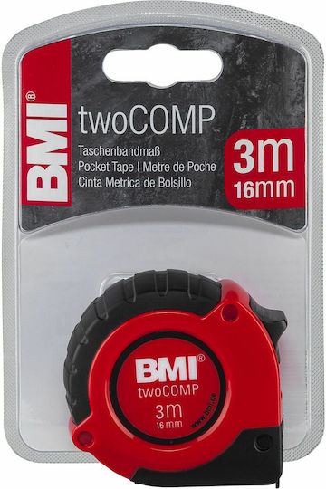 BMI Tools Μετροταινία με Αυτόματη Επαναφορά 16mm x 3m